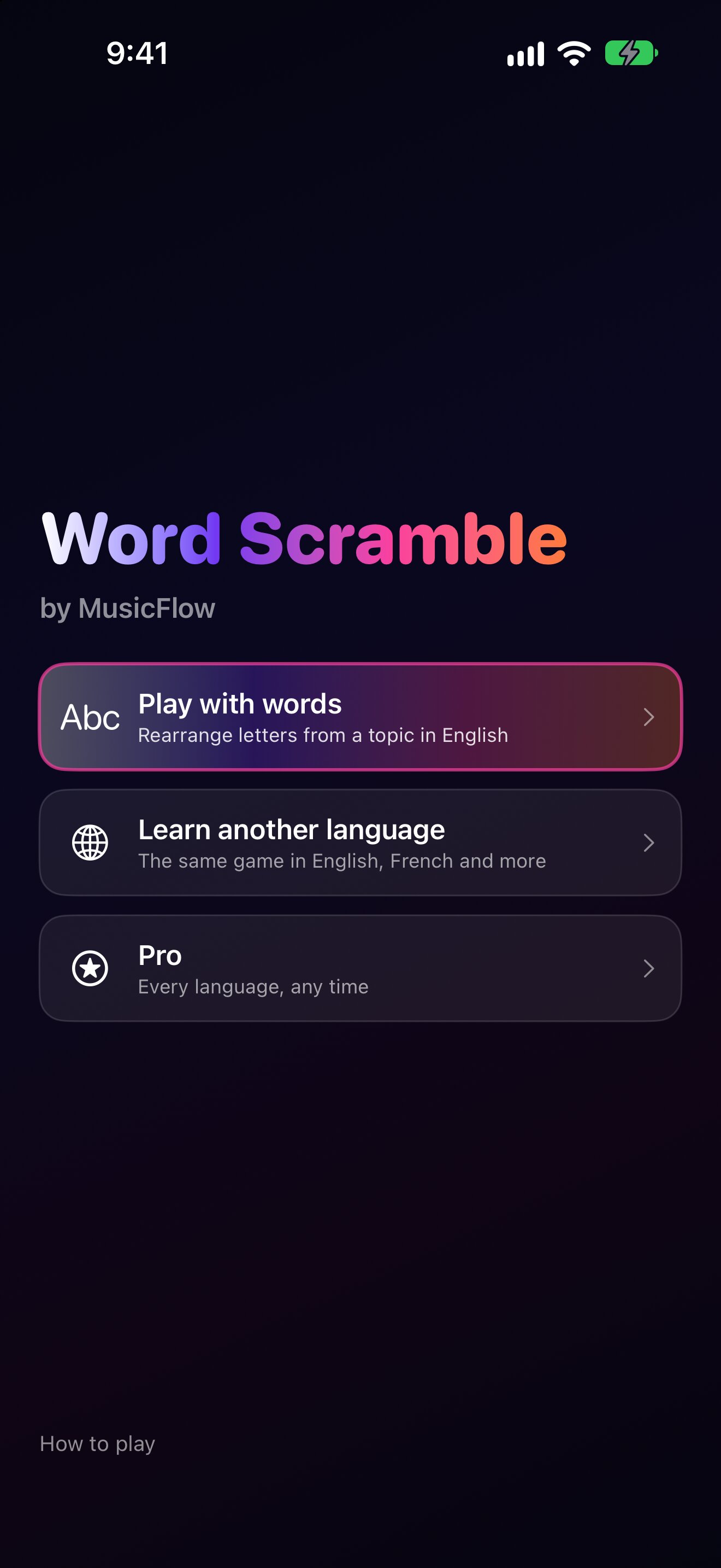 AI Word Scramble iPhone screenshot 1
