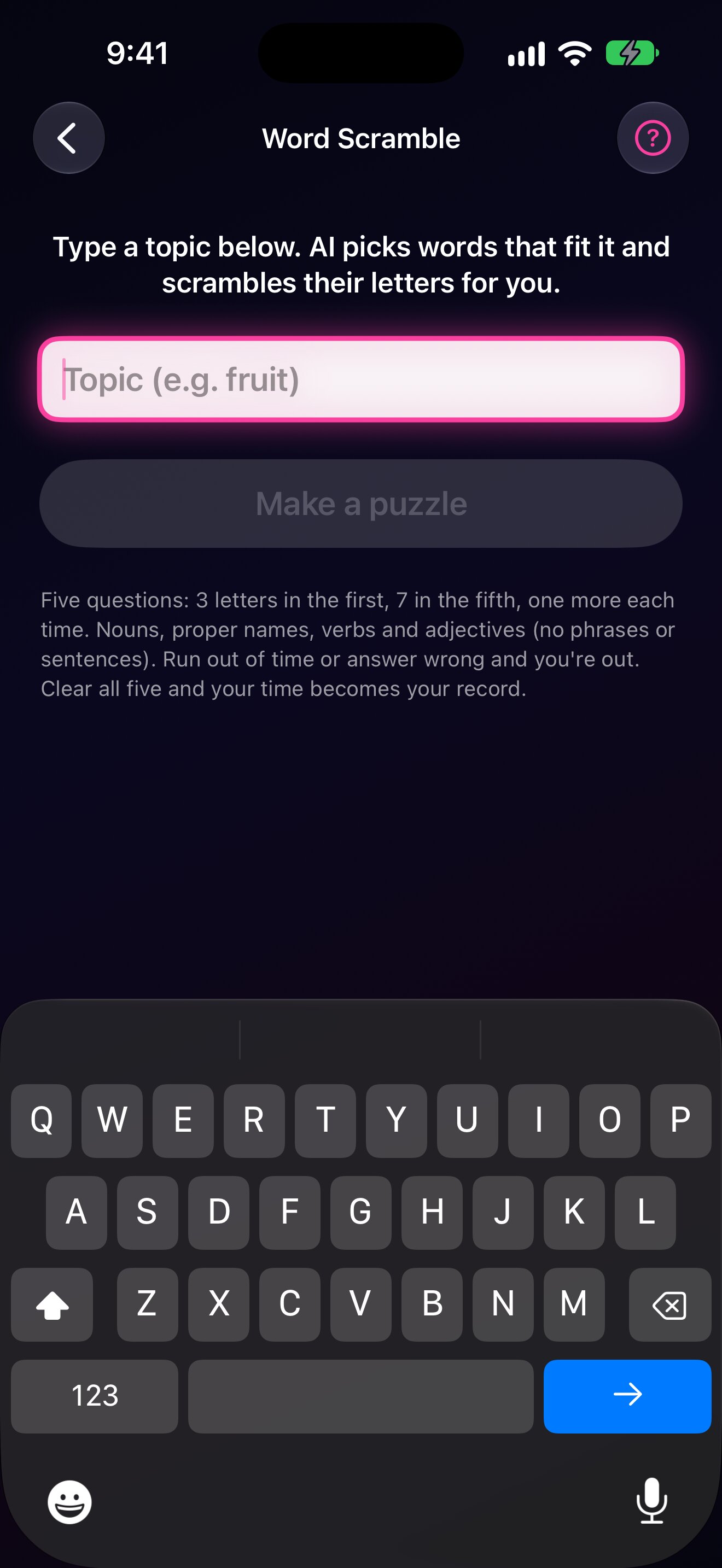 AI Word Scramble iPhone screenshot 4