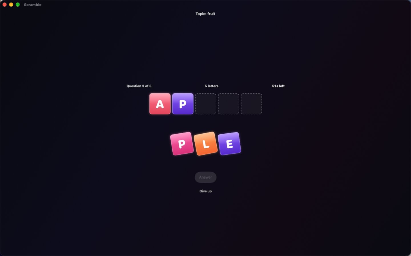 AI Word Scramble Mac screenshot